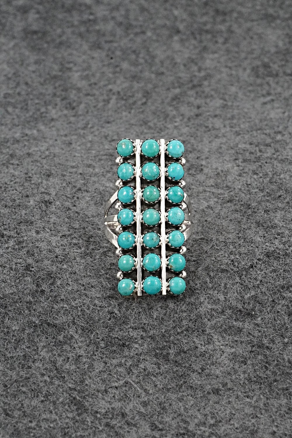 Turquoise & Sterling Silver Ring - Kenny Lonjose - Size 7.75