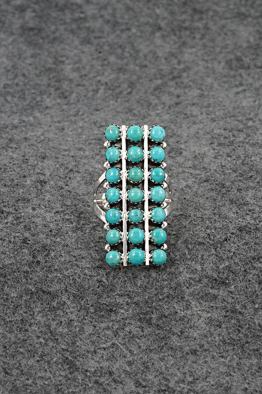Turquoise & Sterling Silver Ring - Kenny Lonjose - Size 7.75