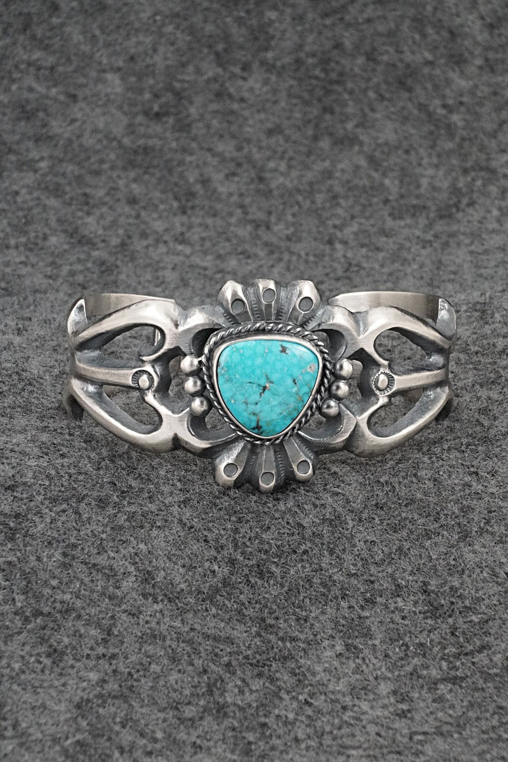 Turquoise & Sterling Silver Bracelet - Harrison Bitsue