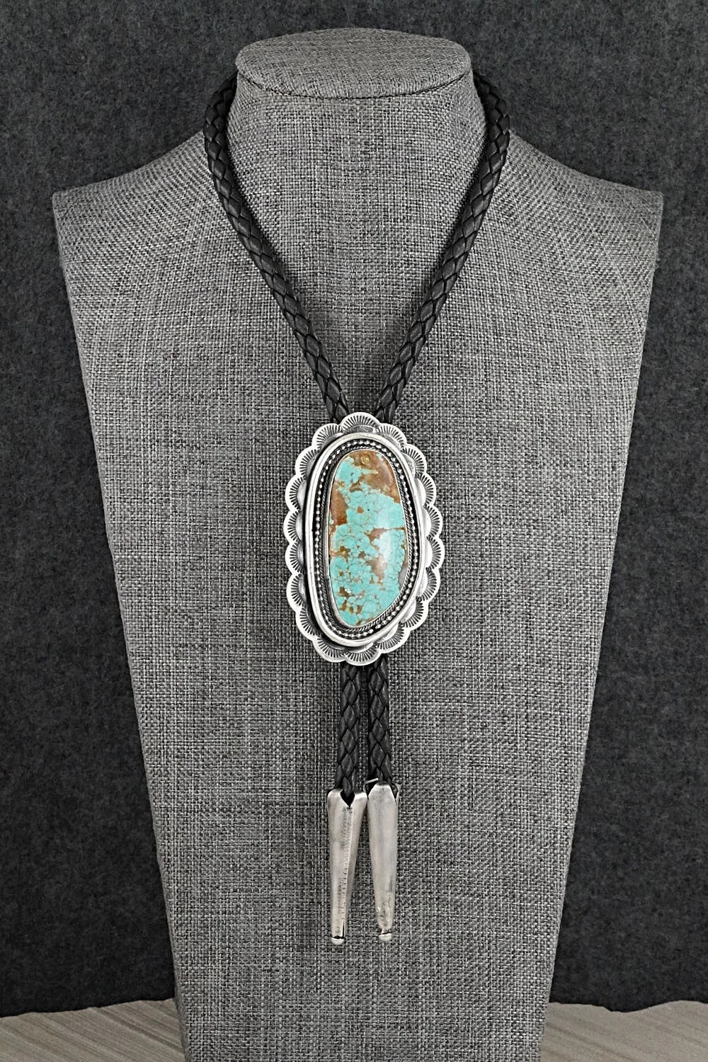 Turquoise & Sterling Silver Bolo Tie - Bobby Johnson