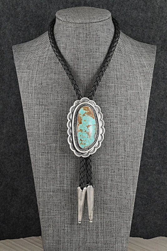 Turquoise & Sterling Silver Bolo Tie - Bobby Johnson