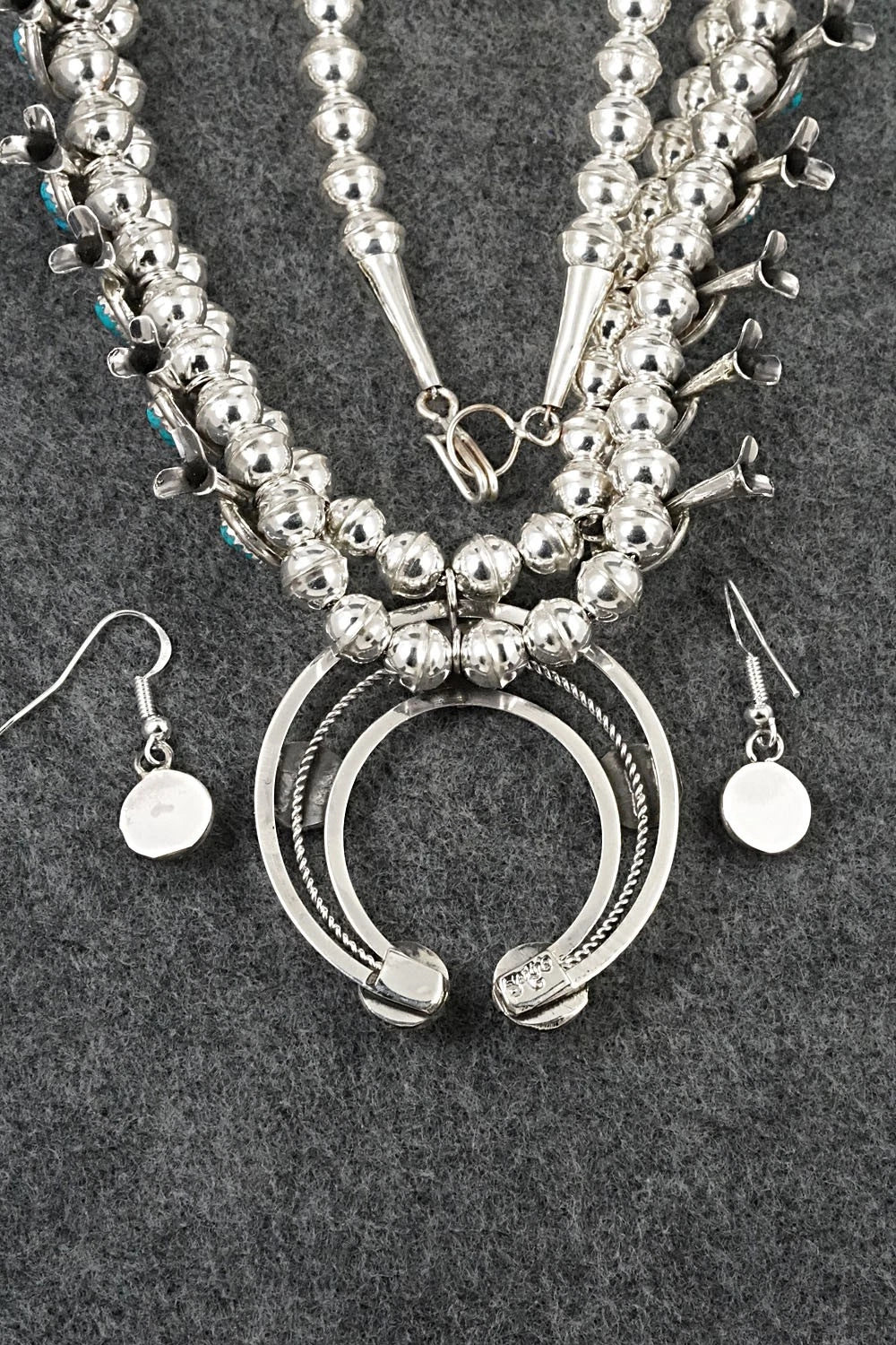Turquoise & Sterling Silver Squash Blossom Set - Phil Garcia