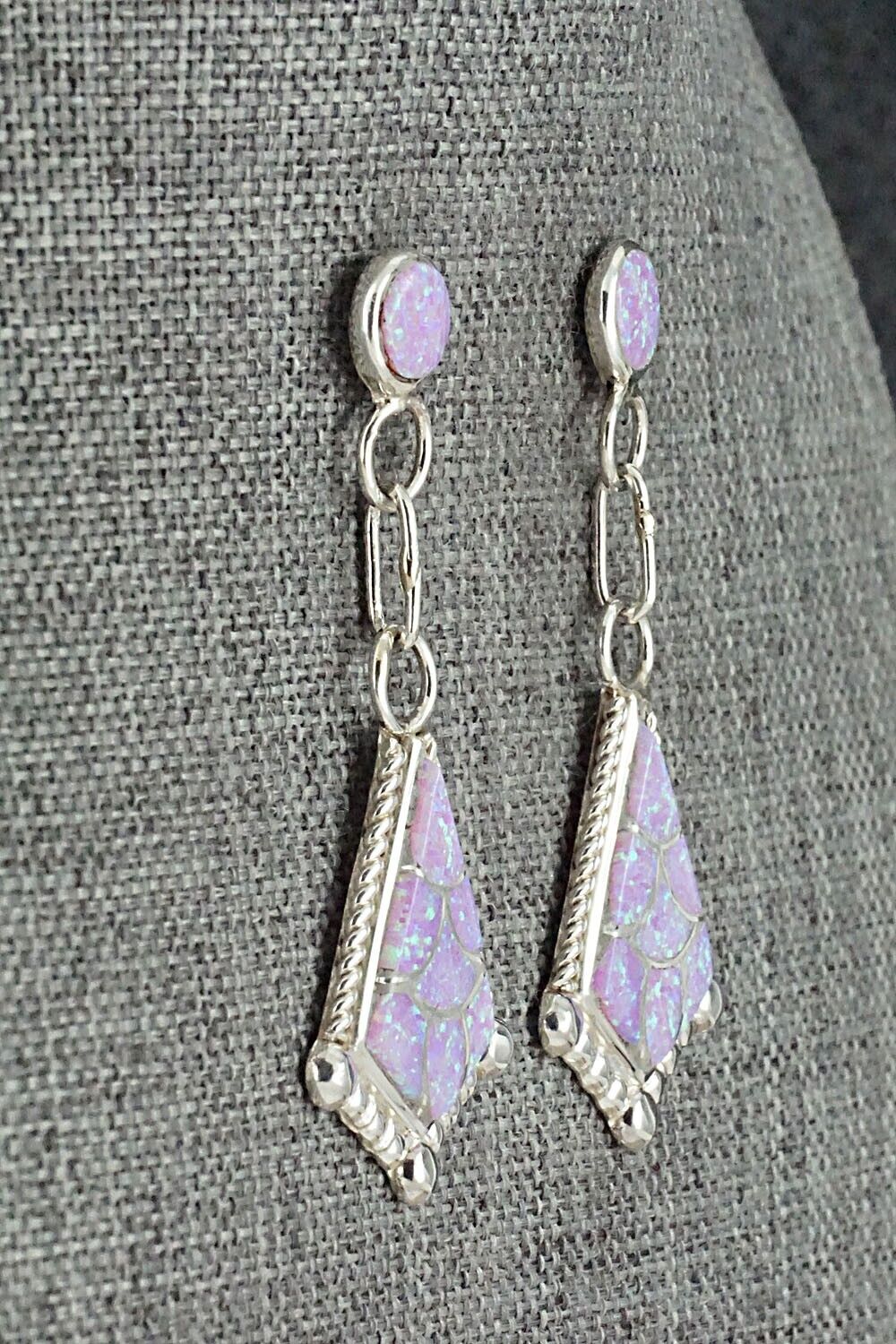 Opalite & Sterling Silver Inlay Earrings - Seoutewa