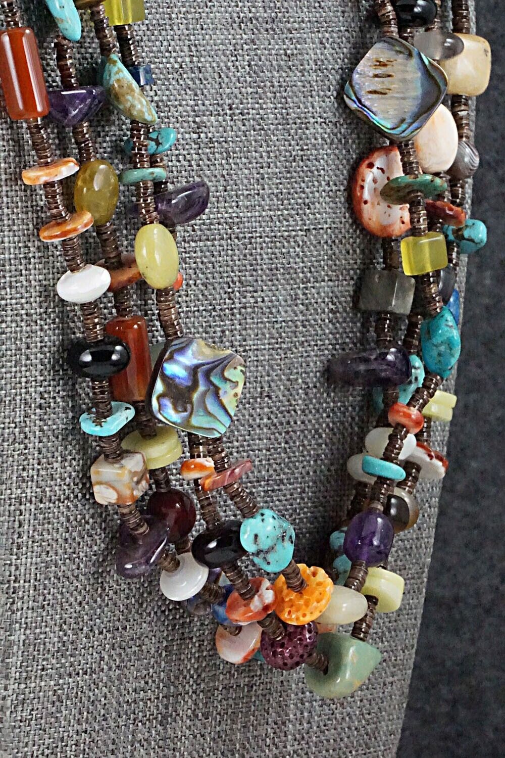 Multi Stone and Sterling Silver Necklace - Helen Tsosie