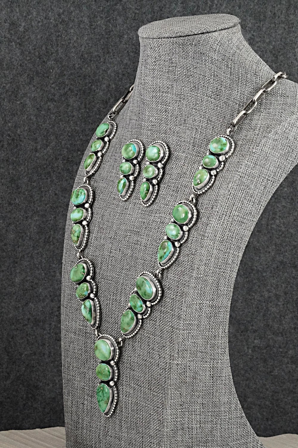 Turquoise & Sterling Silver Necklace and Earrings Set - Darrin Livingston