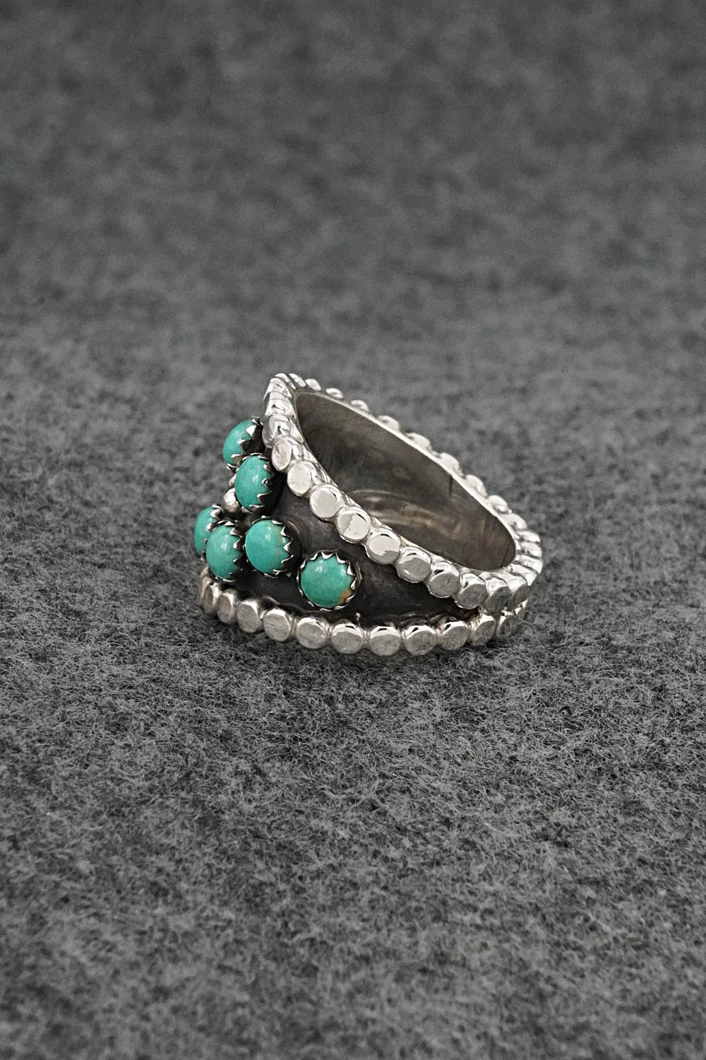 Turquoise & Sterling Silver Ring - Kenny Lonjose - Size 9