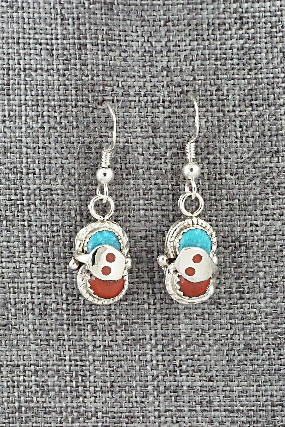 Turquoise, Coral & Sterling Silver Earrings - Joy Calavaza
