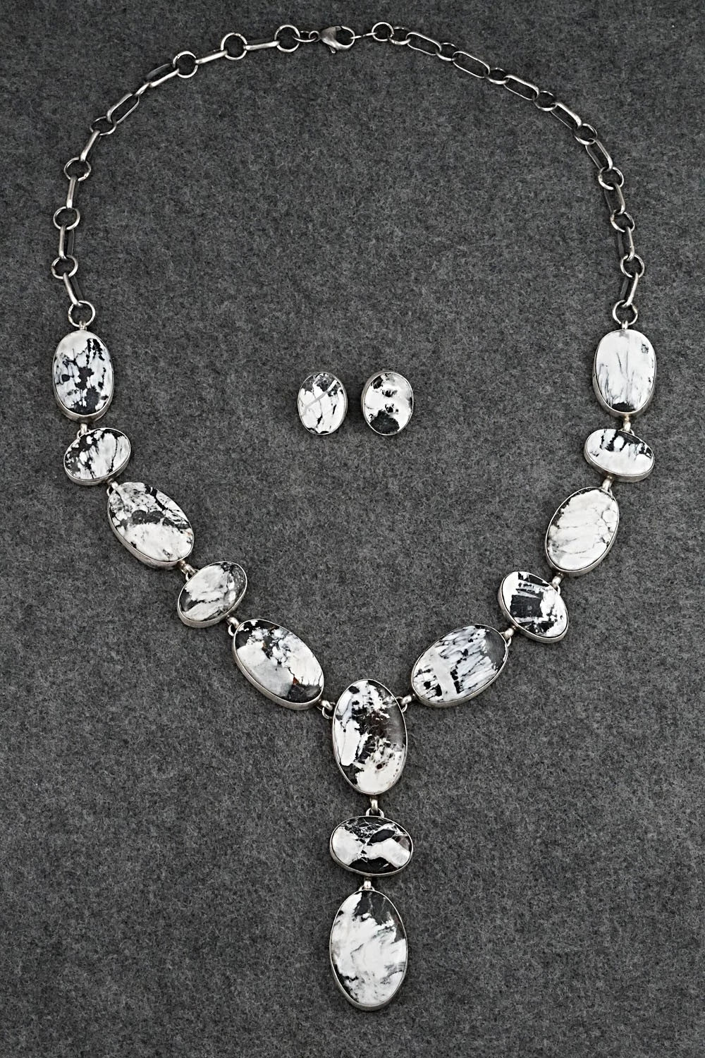 White Buffalo & Sterling Silver Necklace and Earrings Set - Darrin Livingston