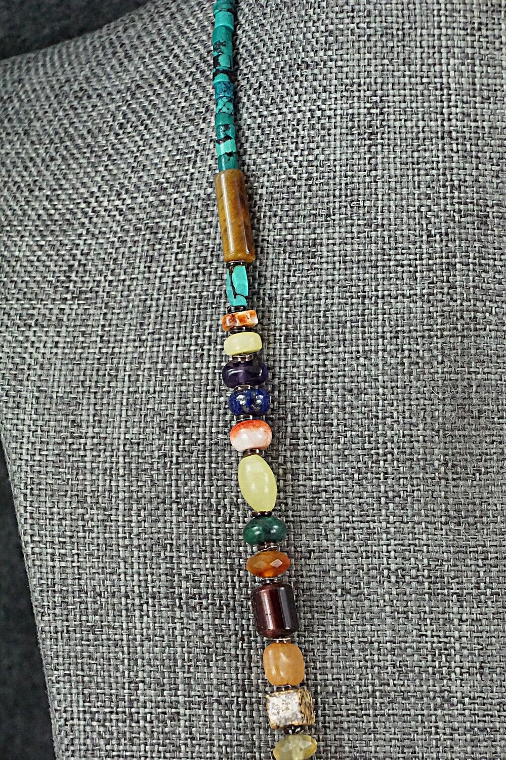 Multi-Stone & Sterling Silver Necklace 18" - Helen Tsosie