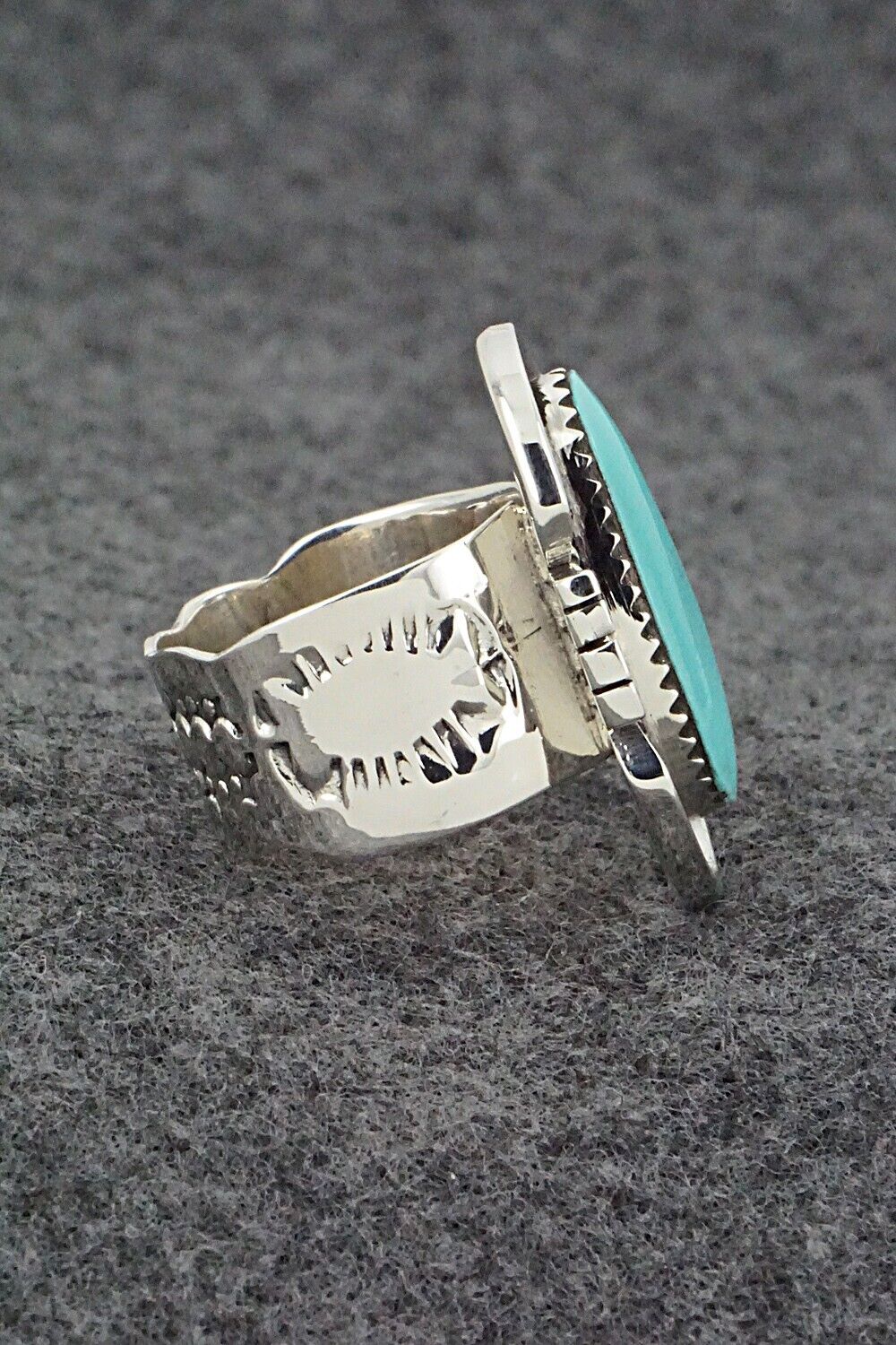 Turquoise & Sterling Silver Ring - Sheena Jack - Size 7.5