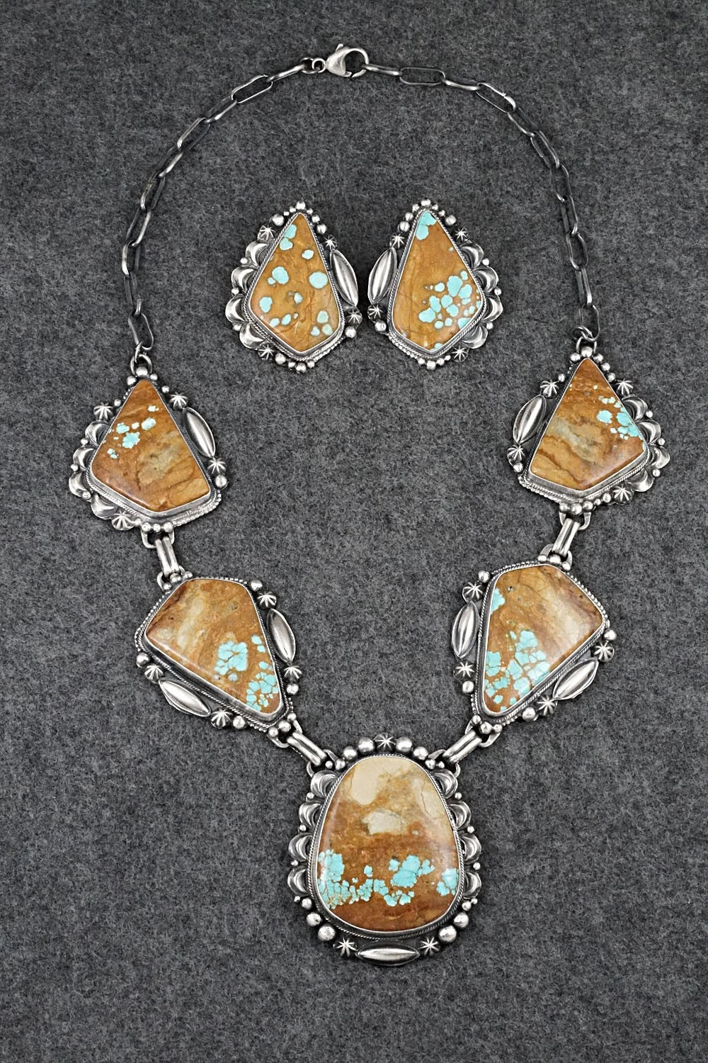 Turquoise & Sterling Silver Necklace and Earrings Set - Bob Becenti
