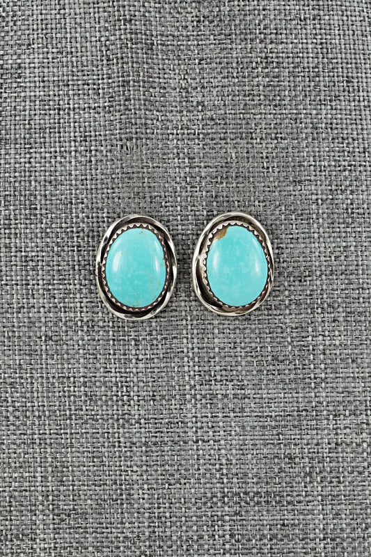 Turquoise & Sterling Silver Earrings - Ernest Hawthorne