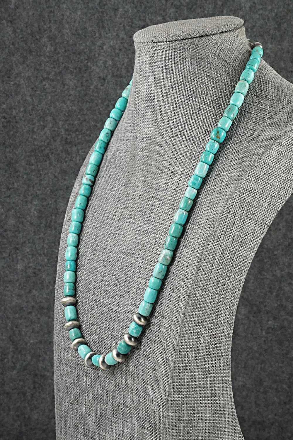 Turquoise & Sterling Silver Necklace 20" - Doreen Jake