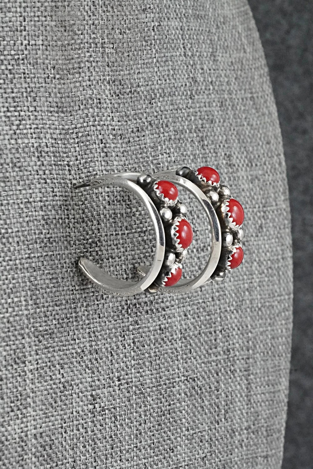 Coral & Sterling Silver Earrings - Paul Largo