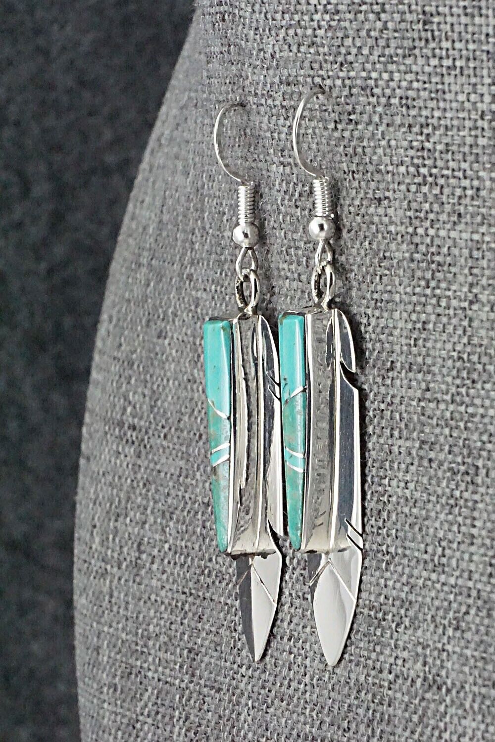 Turquoise & Sterling Silver Inlay Earrings - Marilyn Yazzie