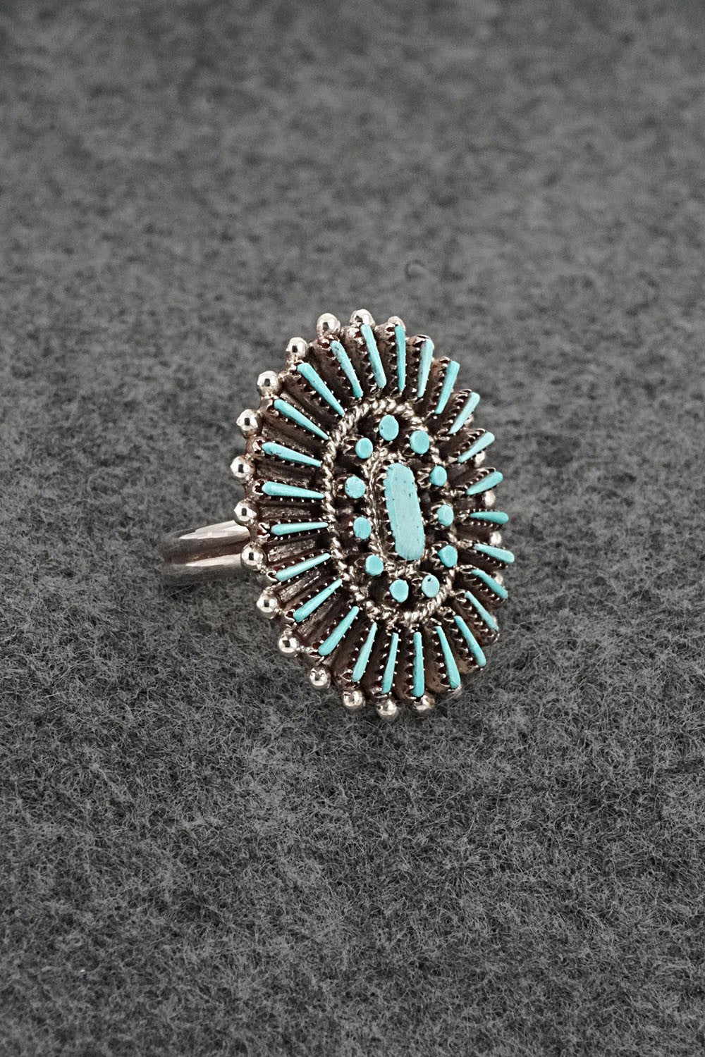 Turquoise & Sterling Silver Ring - Shirley Lahi - Size 8.75