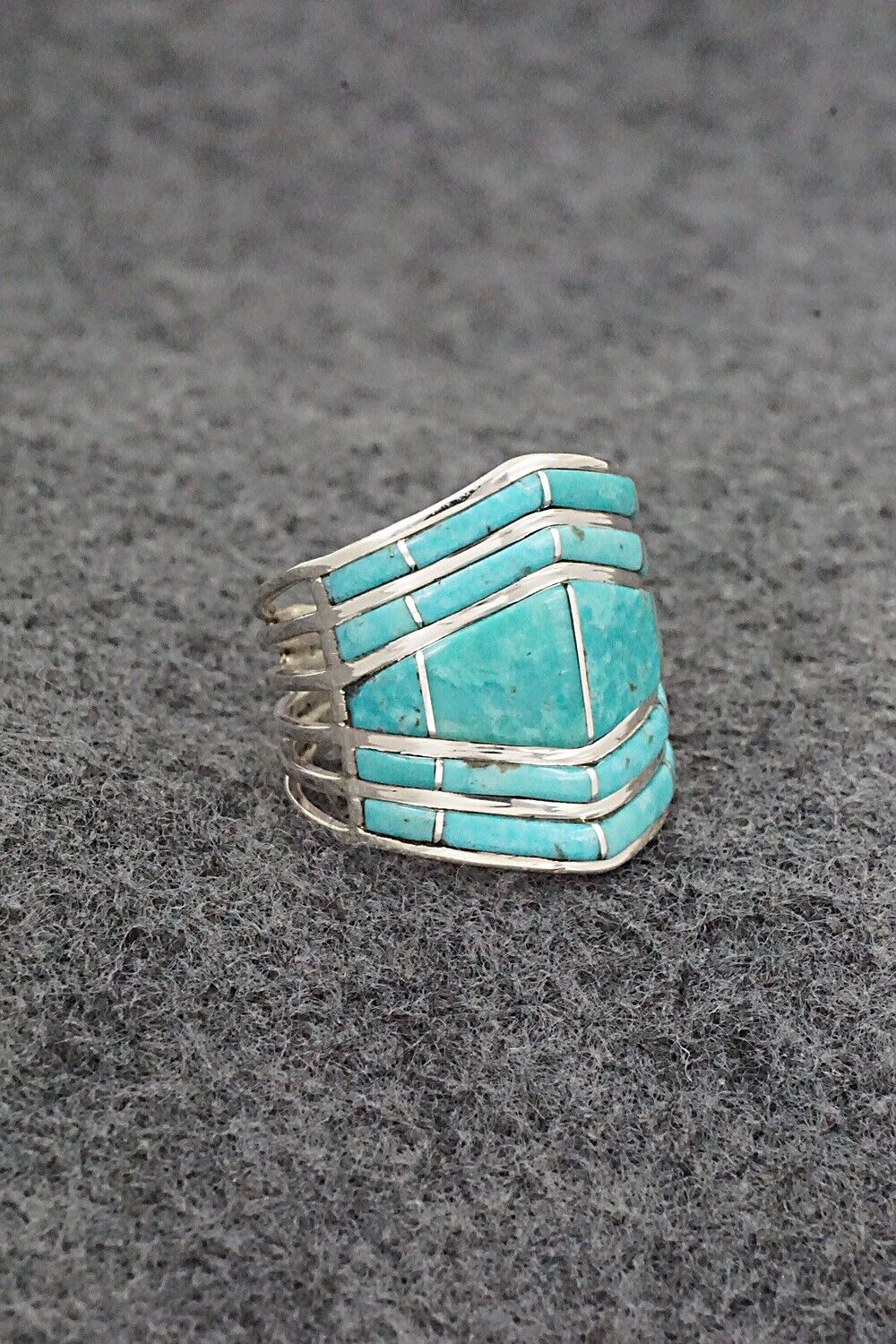 Turquoise & Sterling Silver Ring - Andrew Enrico - Size 8