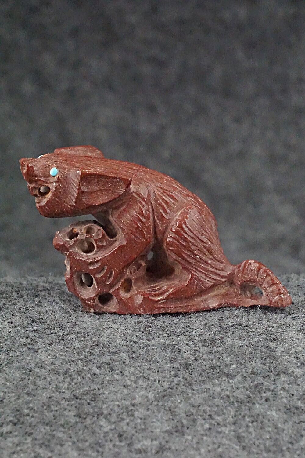 Rat with Cheese Zuni Fetish - Derrick Kaamasee