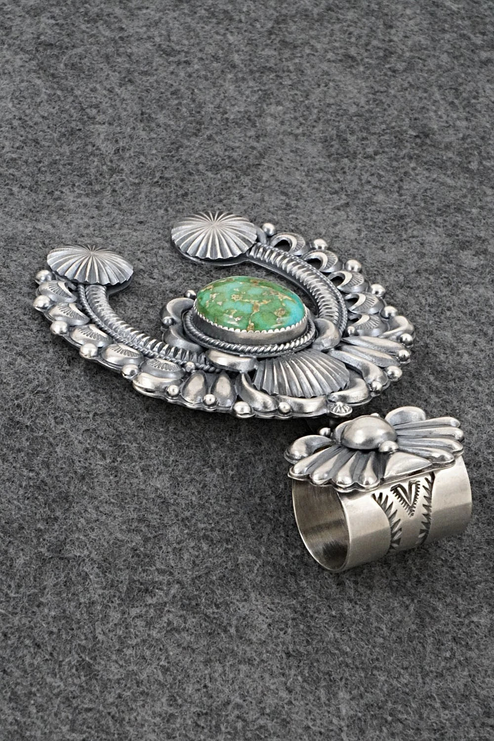 Turquoise & Sterling Silver Naja Pendant - Delbert Gordon