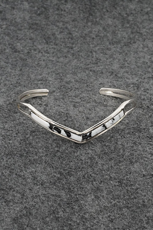 White Buffalo & Sterling Silver Inlay Bracelet - Jamie Johnson