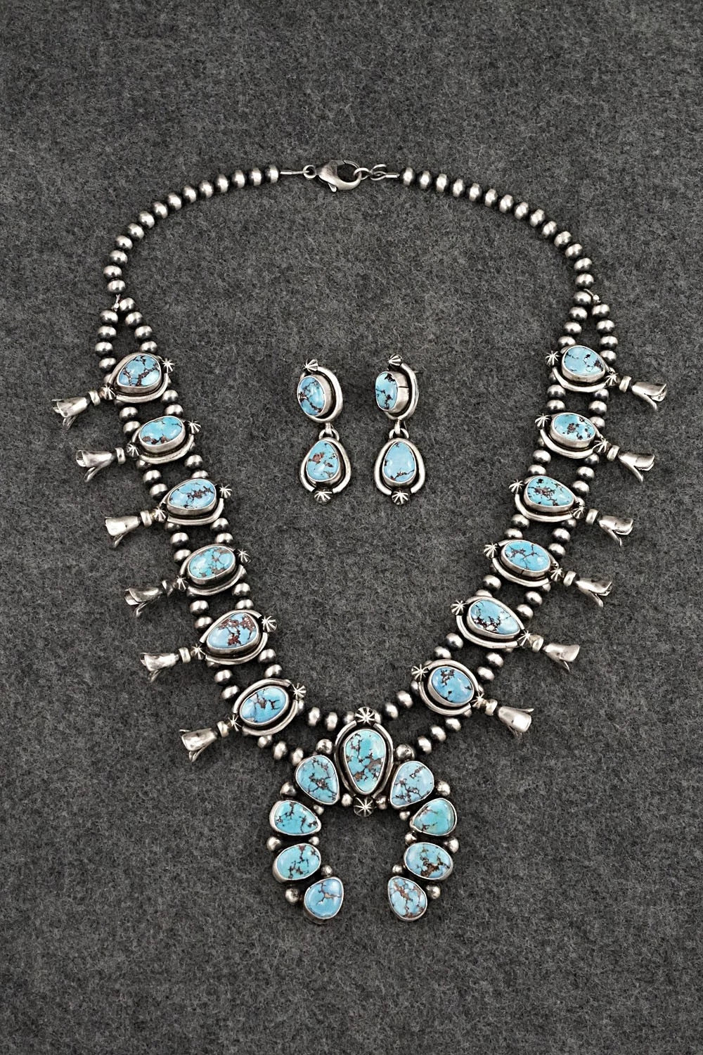 Turquoise & Sterling Silver Squash Blossom Set - Darrin Livingston