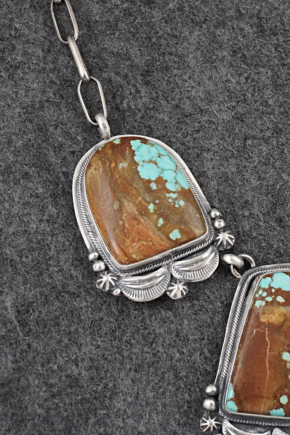 Turquoise & Sterling Silver Necklace and Earrings Set - Darrin Livingston