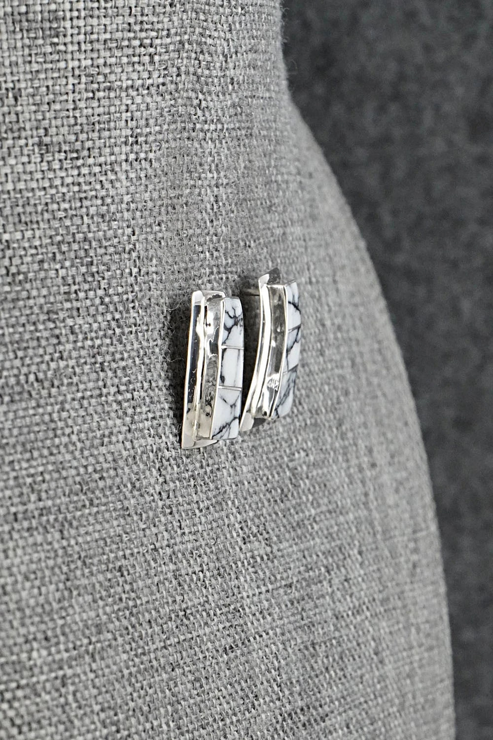 White Buffalo & Sterling Silver Earrings - Nathaniel Johnson