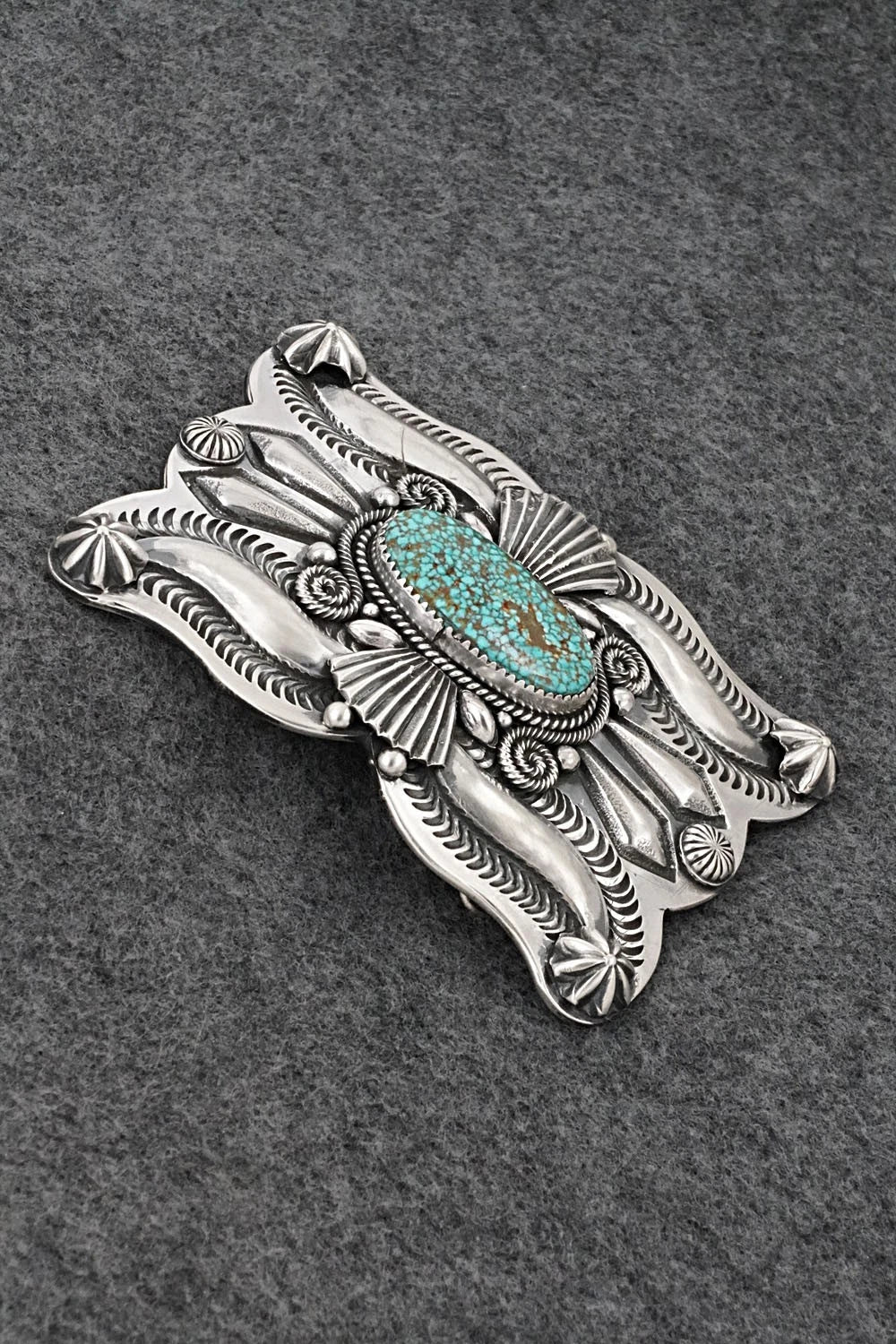 Turquoise & Sterling Silver Belt Buckle - Delbert Gordon