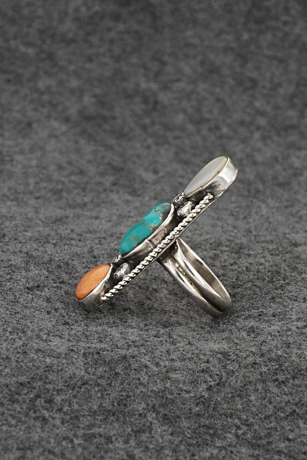 Multi-Stone & Sterling Silver Ring - Priscilla Reeder - Size 7