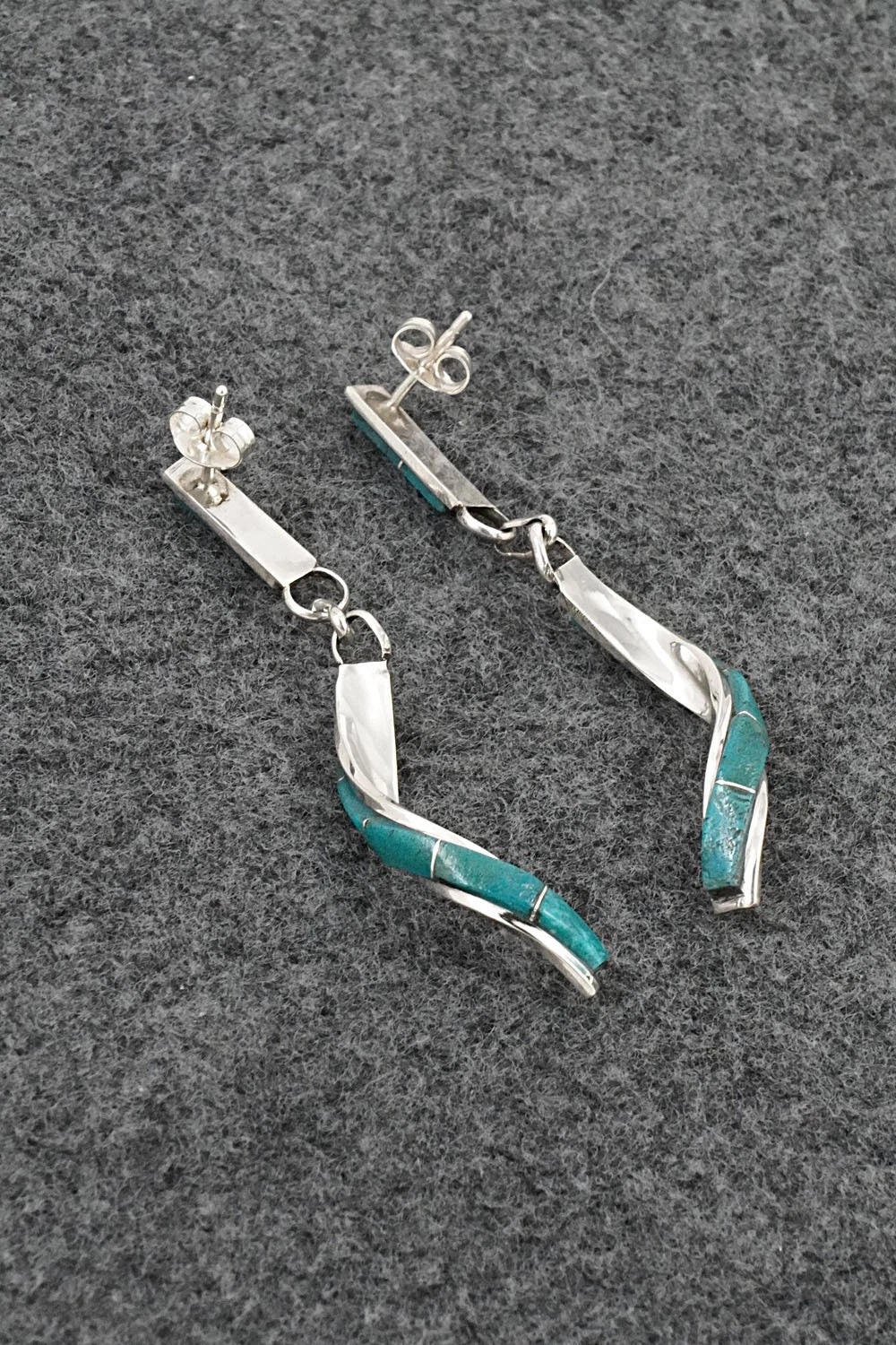 Turquoise & Sterling Silver Earrings - Gloria Waatsa