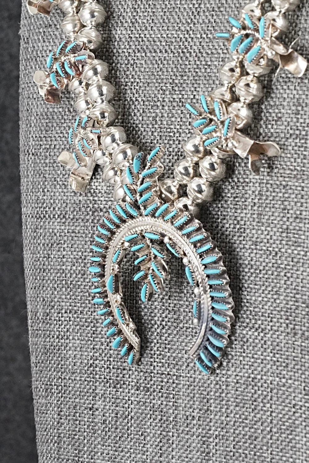 Turquoise & Sterling Silver Squash Blossom Set - Lorna Mahkee