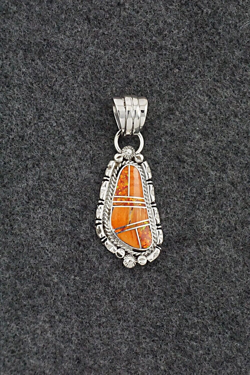 Spiny Oyster, Opalite & Sterling Silver Pendant - James Manygoats