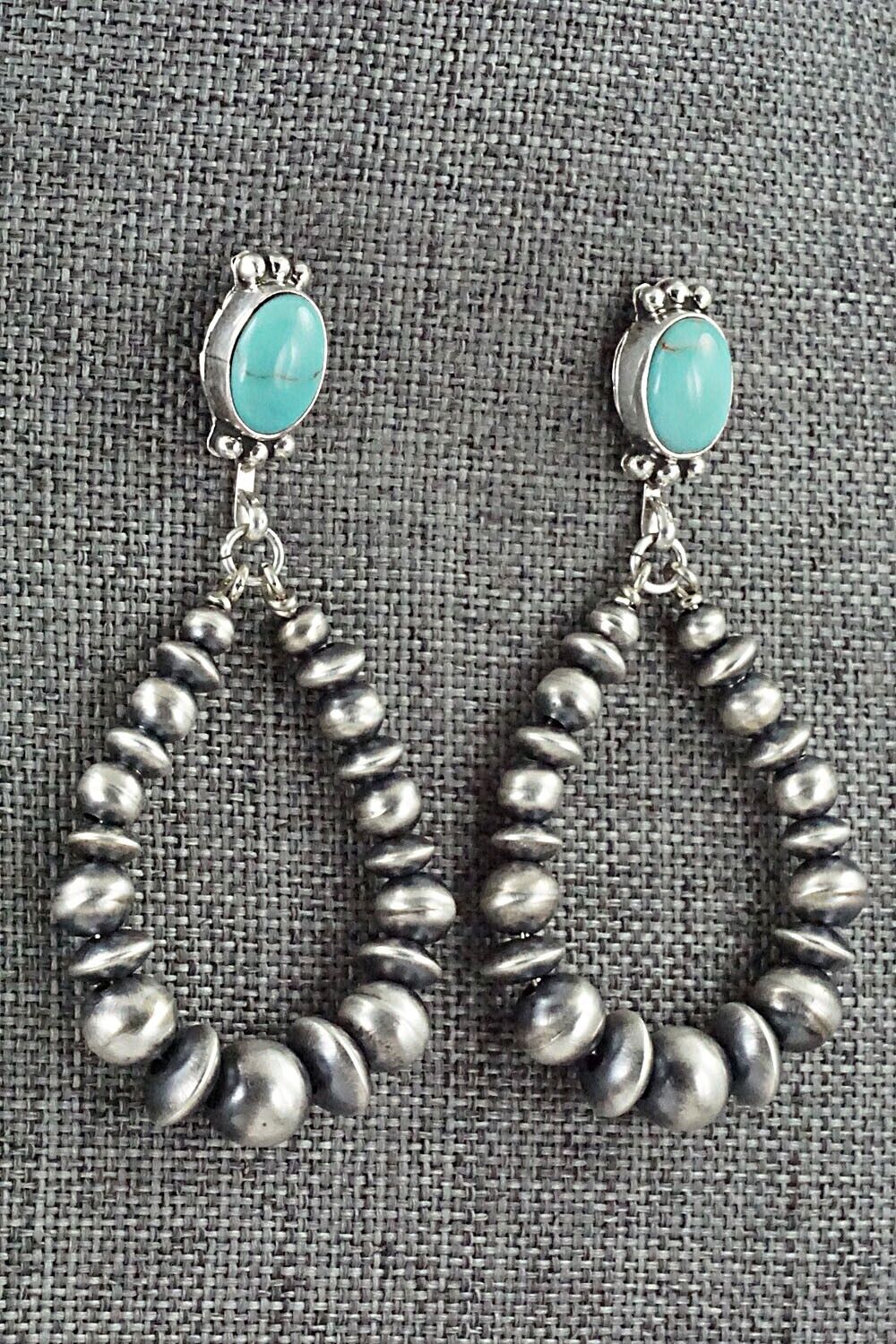 Turquoise & Sterling Silver Navajo Pearl Earrings - Grace Kenneth
