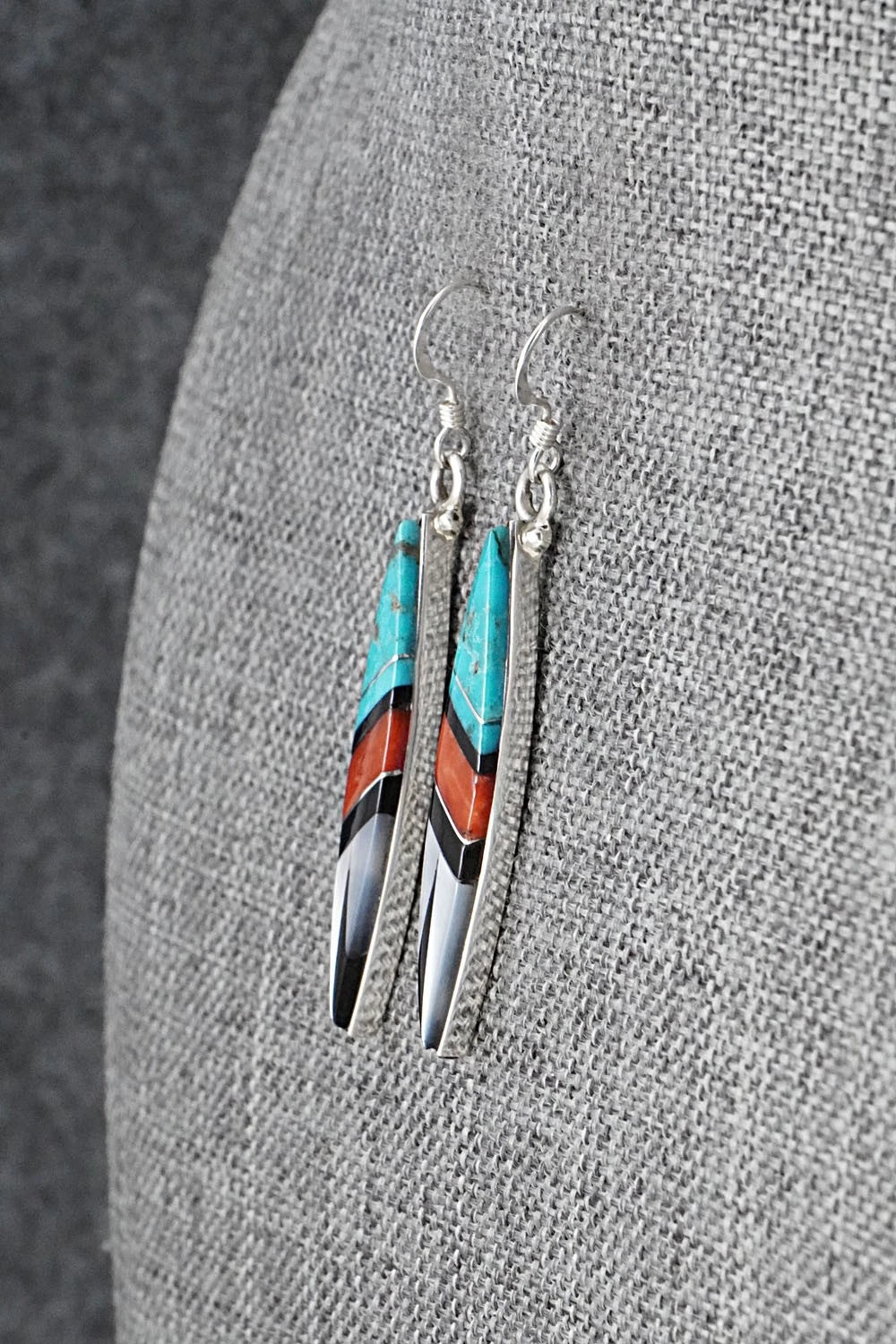 Multi-Stone Inlay & Sterling Silver Earrings - Cleo Kallestewa