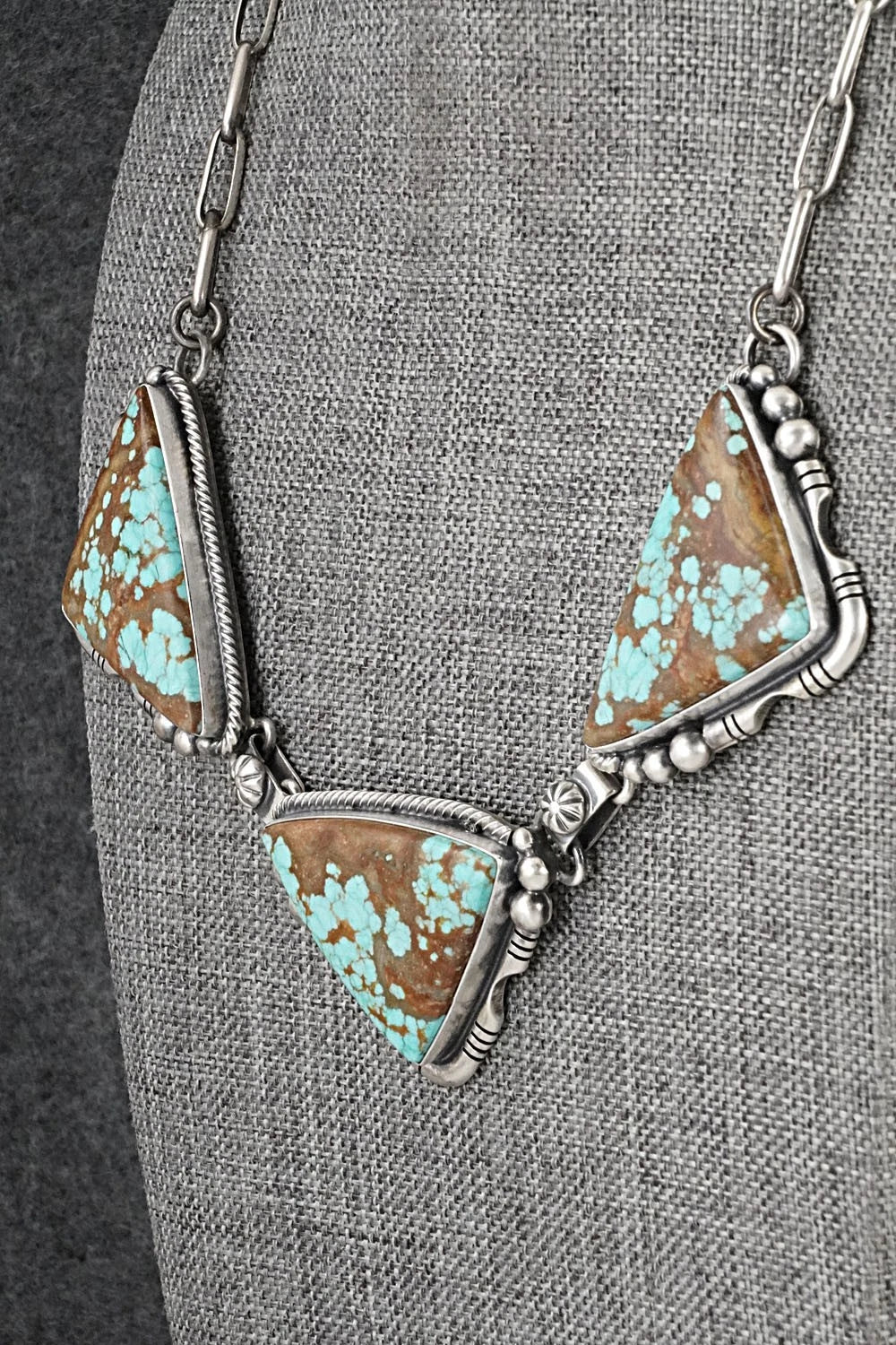 Turquoise & Sterling Silver Necklace and Earrings Set - Paul Livingston