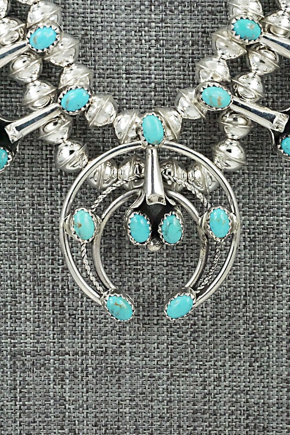 Turquoise & Sterling Silver Mini Squash Blossom Set - Phil Garcia