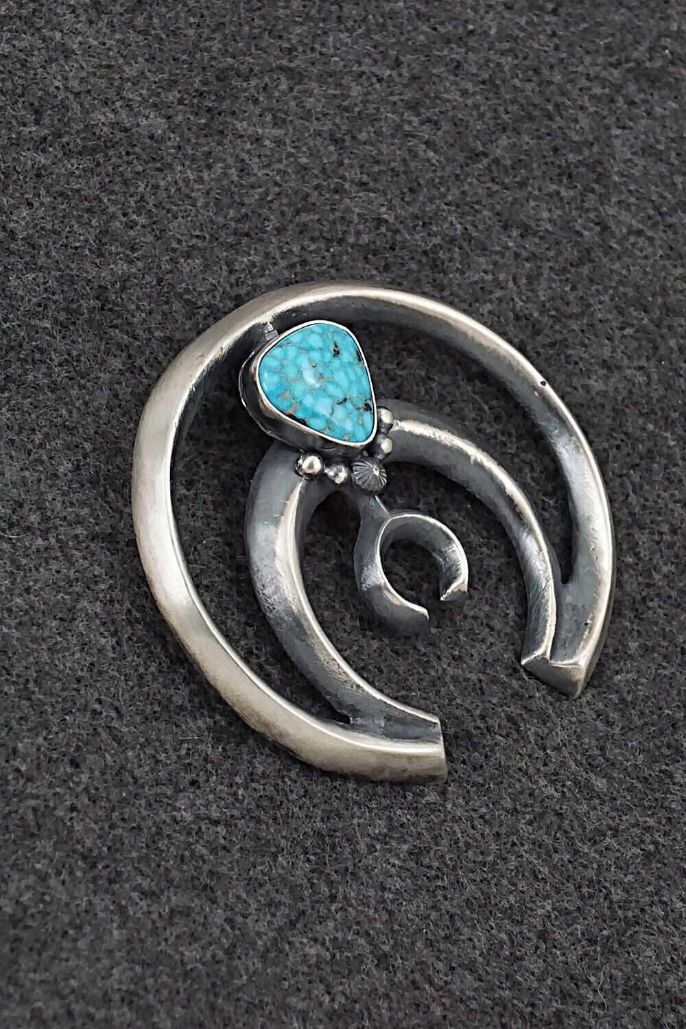 Turquoise & Sterling Silver Naja Pendant - Harrison Bitsue