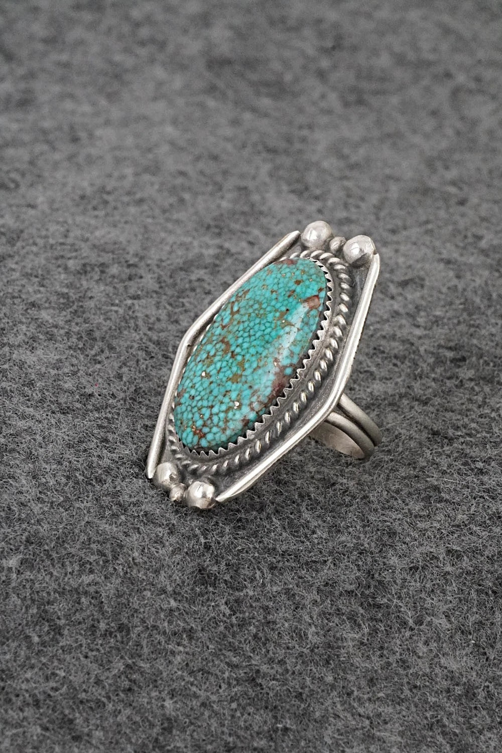 Turquoise & Sterling Silver Ring - Leslie Nez - Size 6.75