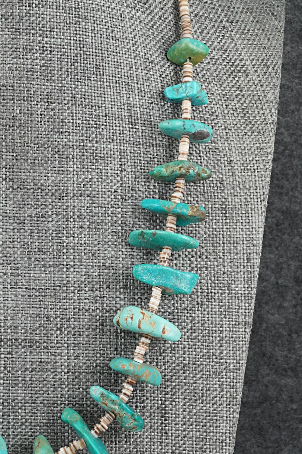 Turquoise, Shell & Sterling Silver Necklace 19" - Helen Tsosie