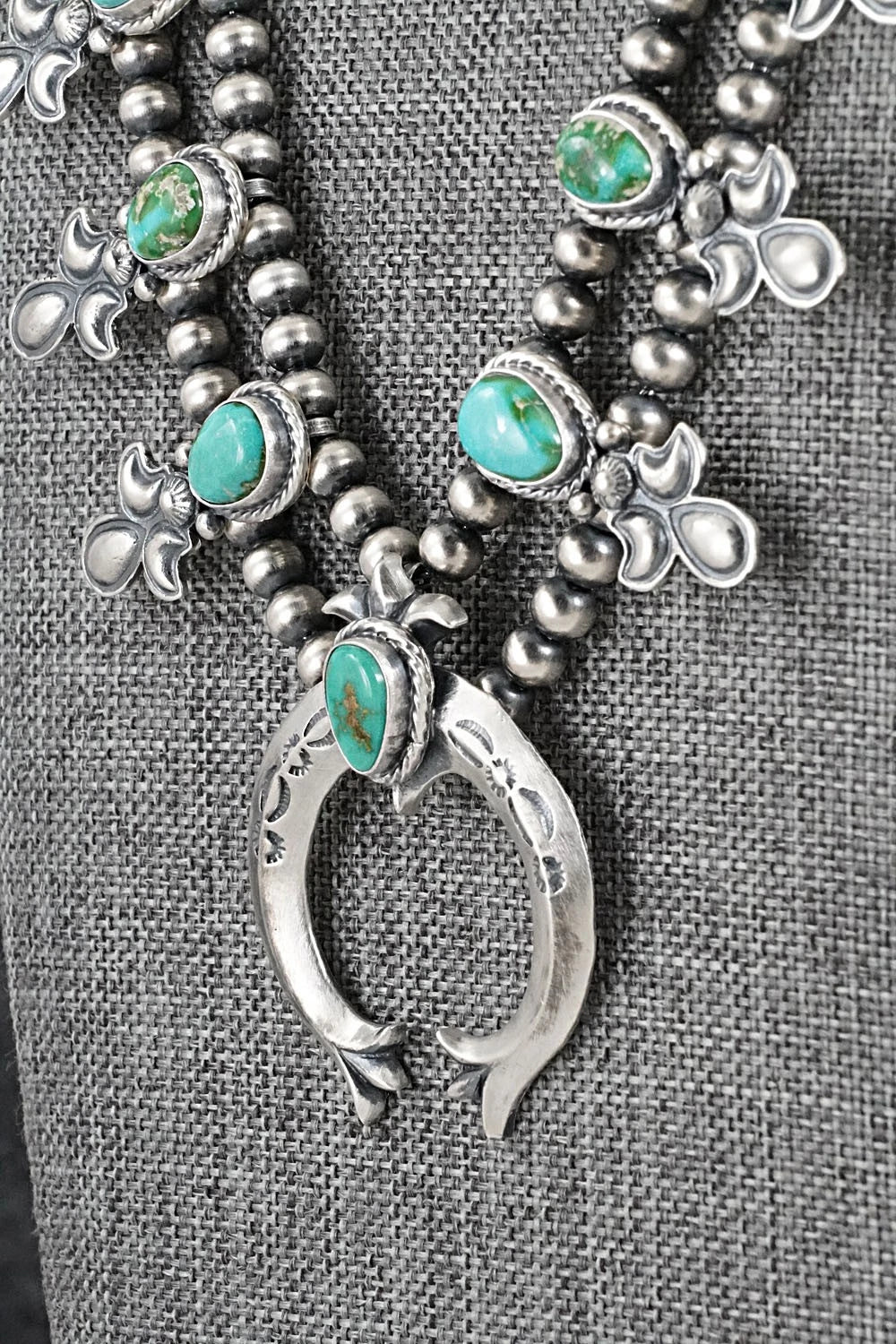 Turquoise & Sterling Silver Squash Blossom Set - Adrienne Gordon