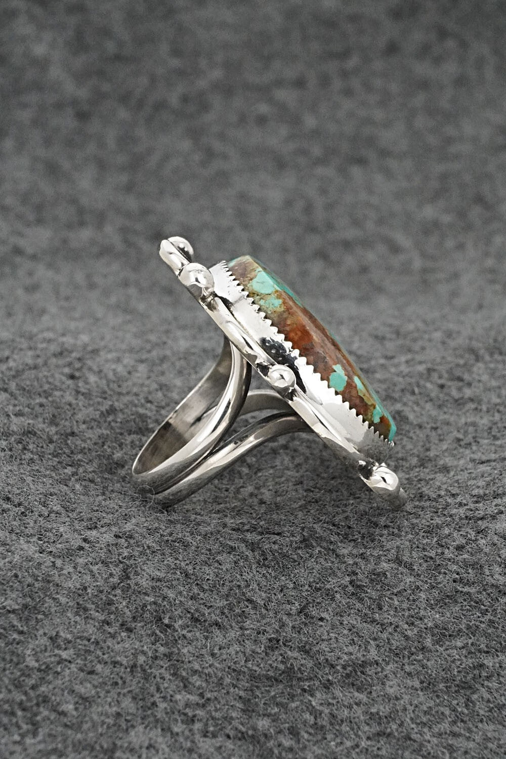 Turquoise & Sterling Silver Ring - Leslie Nez - Size 8.5
