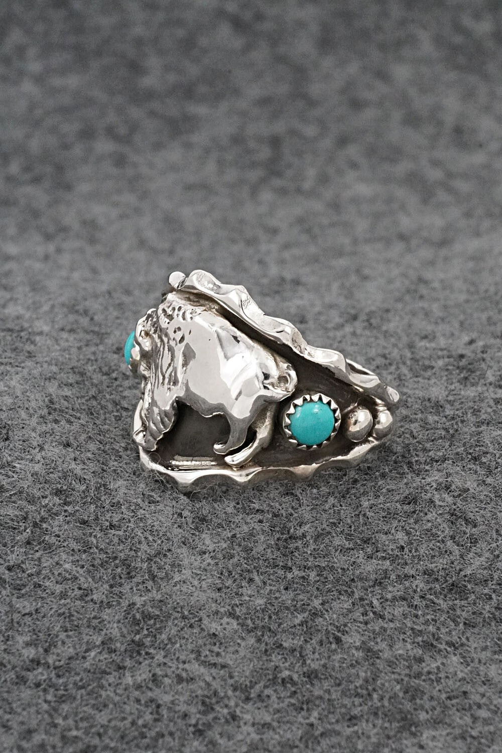 Turquoise & Sterling Silver Ring - Genevieve Francisco - Size 13