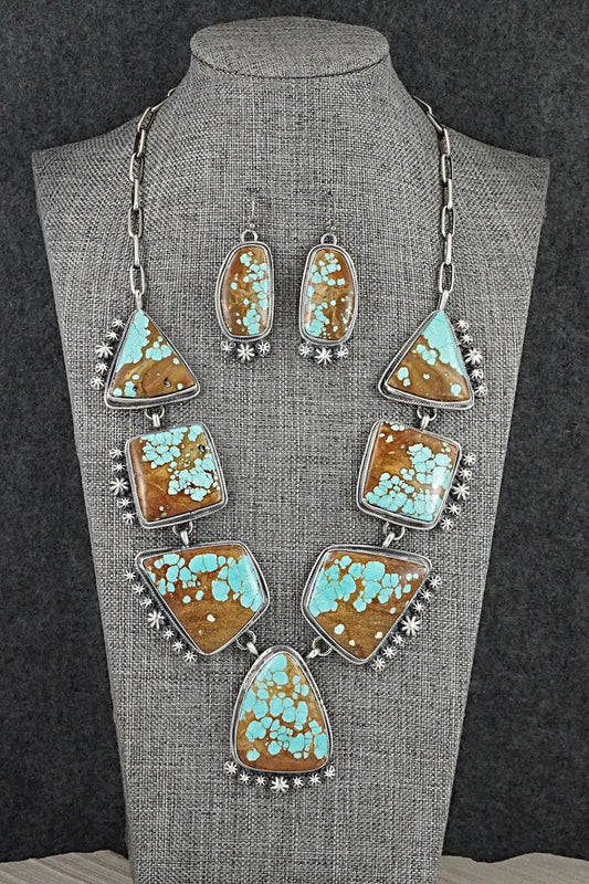 Turquoise & Sterling Silver Necklace and Earrings Set - Bobby Johnson