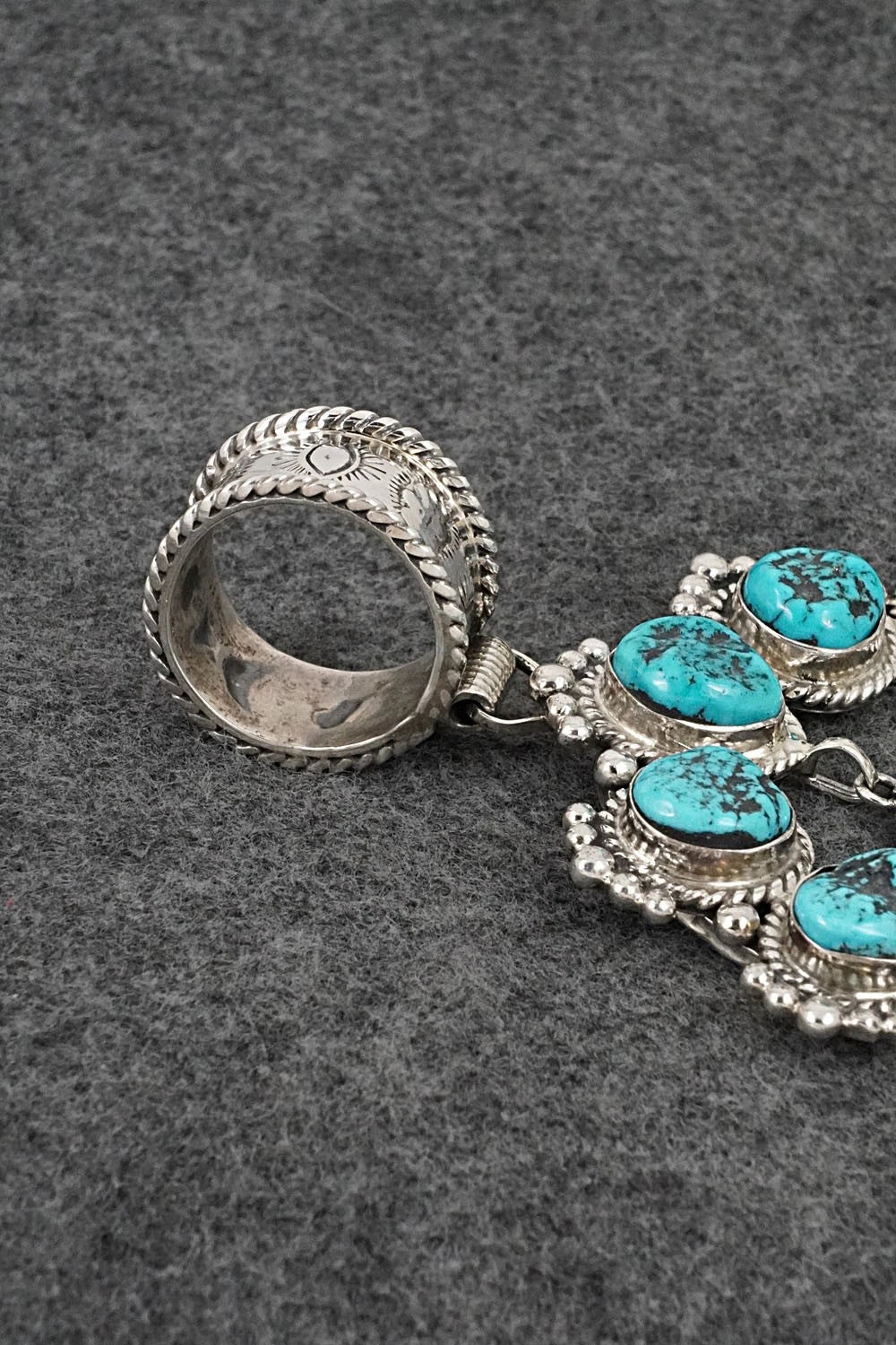 Turquoise and Sterling Silver Naja Pendant - Vernon Johnson