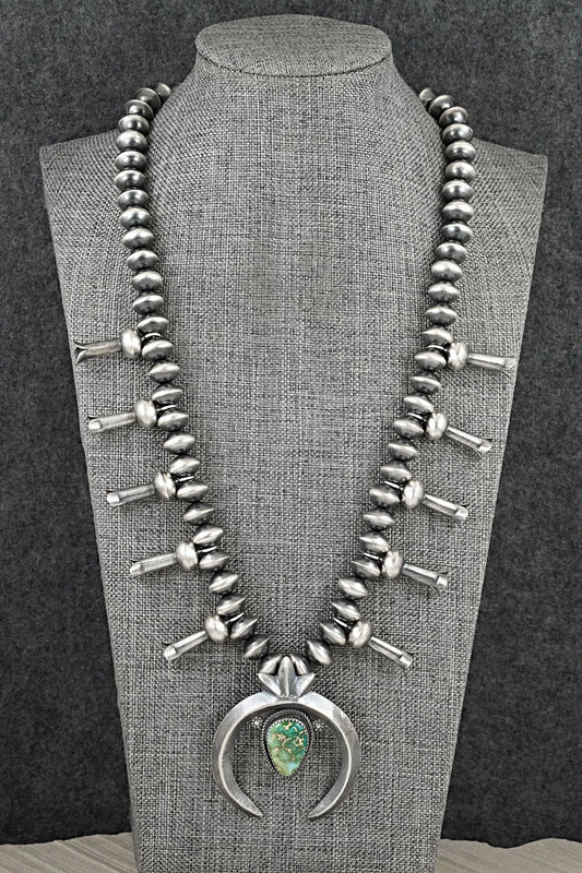 Turquoise & Sterling Silver Squash Blossom Necklace - Presley Haley