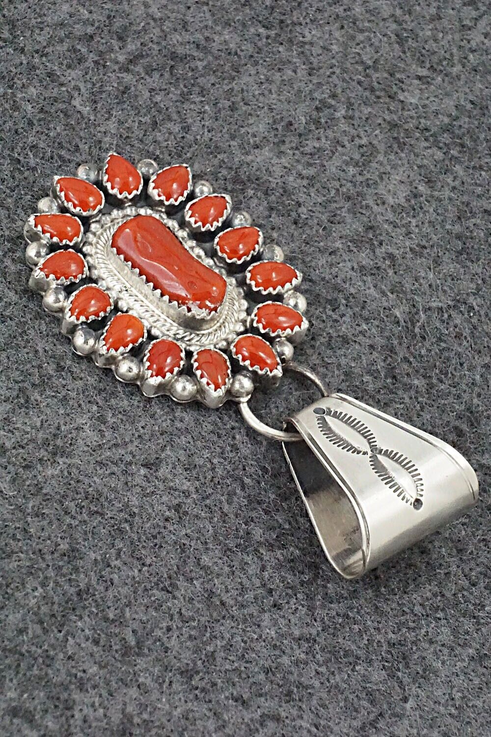 Coral & Sterling Silver Pendant - Tom Lewis