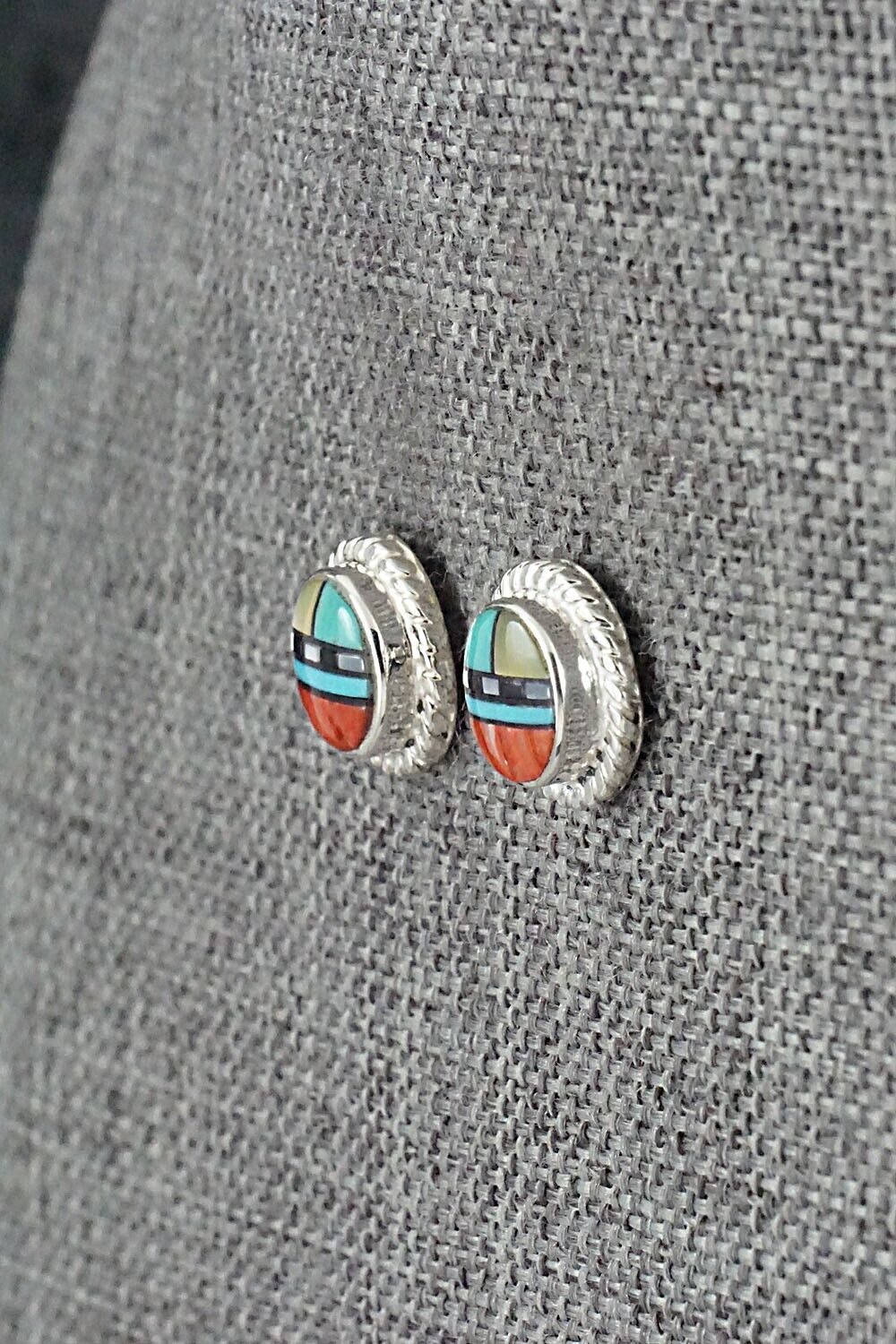 Multi-Stone & Sterling Silver Earrings - Delbert Kallestewa Jr.