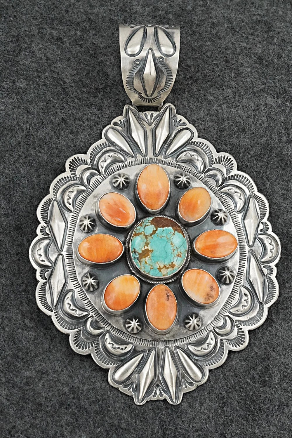 Turquoise, Spiny Oyster & Sterling Silver Pendant - Randy Boyd