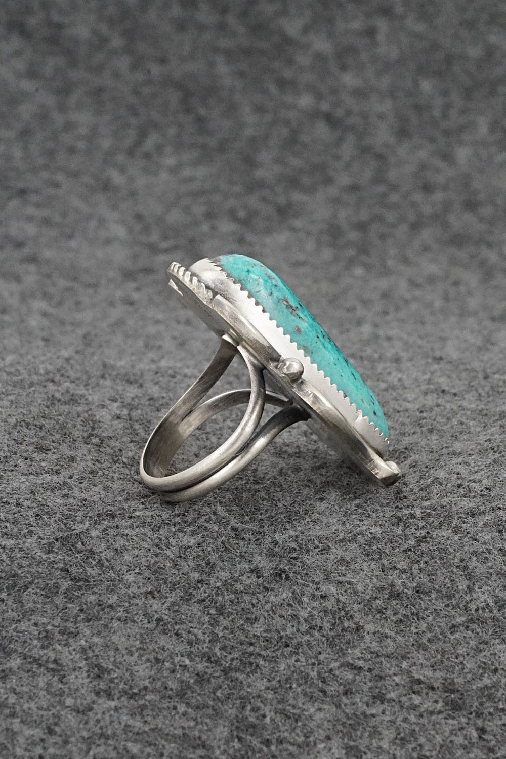 Turquoise & Sterling Silver Ring - Leslie Nez - Size 8