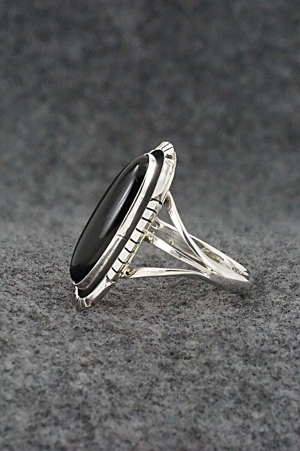 Onyx & Sterling Silver Ring - Amos Begay - Size 9.5